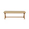 Cream Leather 1.6m Country Oak Cross Leg Bench - £60 OFF FLASH SALE - 3
