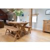 Country Oak 140cm X Leg Oval Table and 2 1.2m X Leg Country Oak Benches - SUMMER SALE - 10