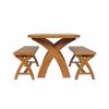 Country Oak 140cm X Leg Oval Table and 2 1.2m X Leg Country Oak Benches - SUMMER SALE - 2