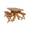 Country Oak 140cm X Leg Oval Table and 2 1.2m X Leg Country Oak Benches - SUMMER SALE - 6