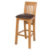 Westfield Oak Kitchen Stool with Brown Leather Seat Pad - £50 OFF FLASH SALE - 4