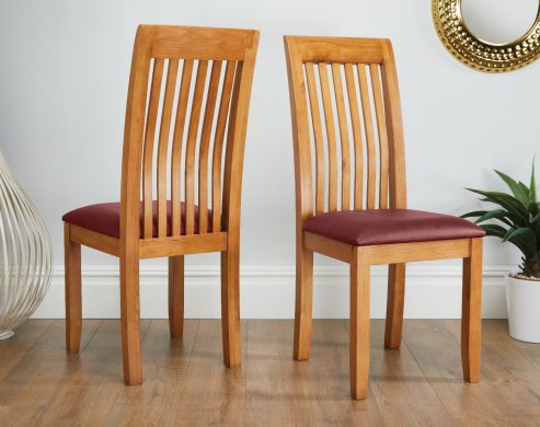 Westfield Solid Oak Chair Red Leather - £30 OFF FLASH SALE